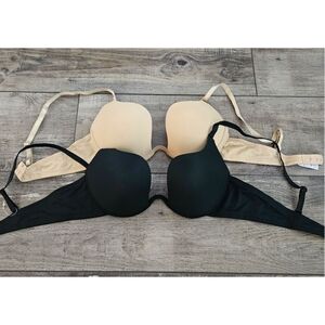 NWOT Extra Plunge Bras in Black and Nude
